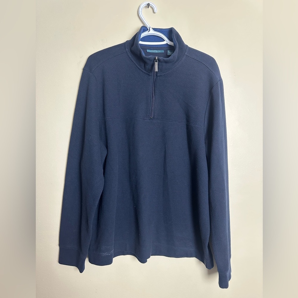 Perry Ellis Size XL Men's Blue Zip-Up Sweater